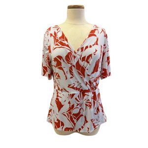Ann Taylor Short Sleeve Printed Blouse Women's Large